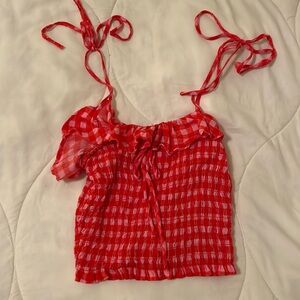 Gianni Bini Plaid Pink Tank Ruffles
